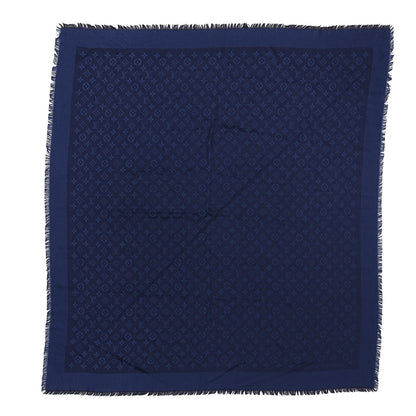 Louis Vuitton Silk Wool Monogram Shawl Night Blue 1 of 3