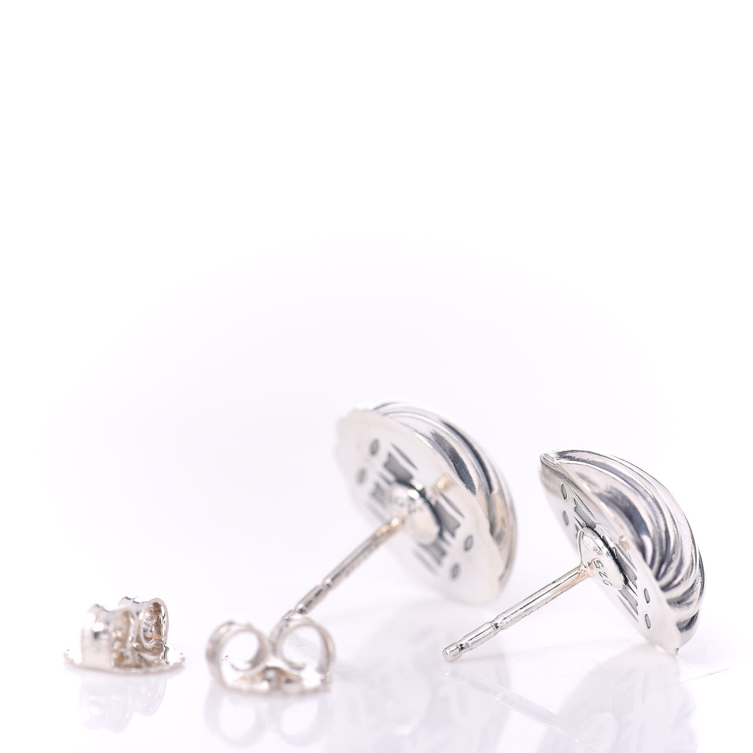 David Yurman Sterling Silver 14mm Sculpted Cable Stud Earrings 3 of 4