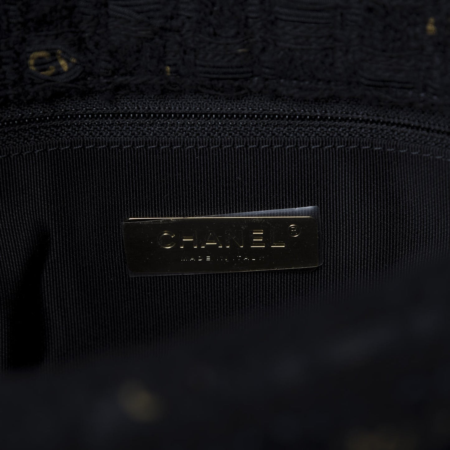 Tweed Quilted Large Chanel 19 Flap Black Navy Gold