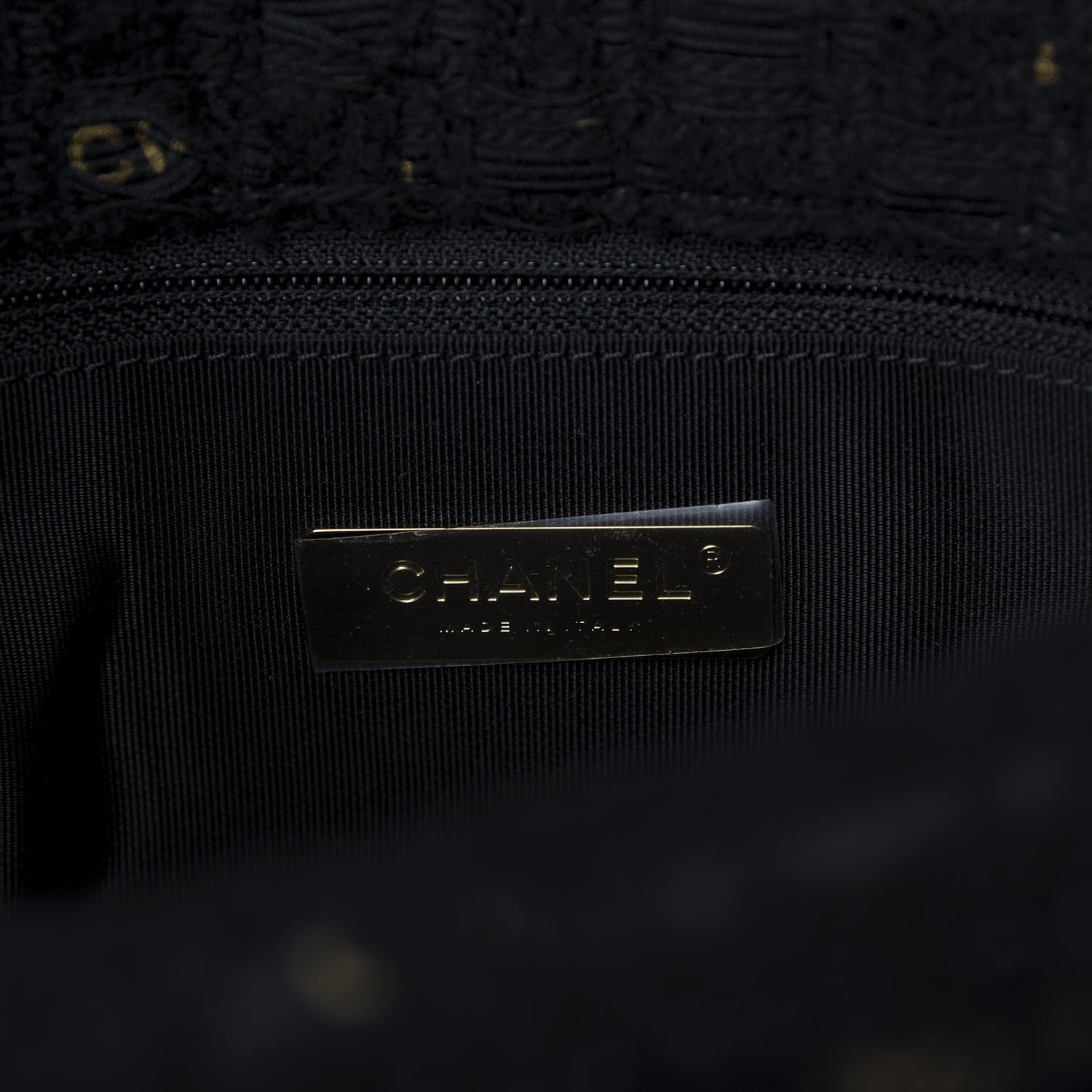 Chanel Tweed Quilted Large Chanel 19 Flap Black Navy Gold 8 of 9