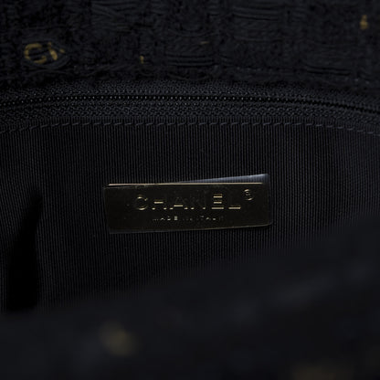 Chanel Tweed Quilted Large Chanel 19 Flap Black Navy Gold 8 of 9
