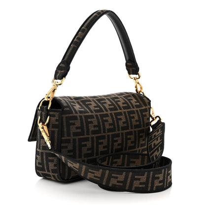 Fendi Fabric Jacquard FF 1974 Medium Baguette Tobacco Moro Black 3 of 11