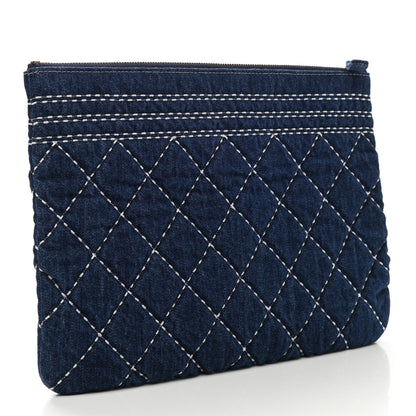 Chanel Denim Quilted Cosmetic Case Blue 3 of 8