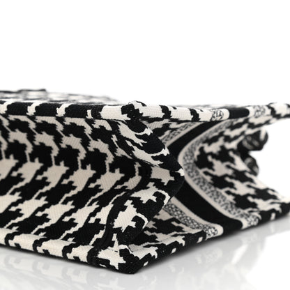 Christian Dior Canvas Houndstooth Embroidered Small Book Tote Black White 8 of 8