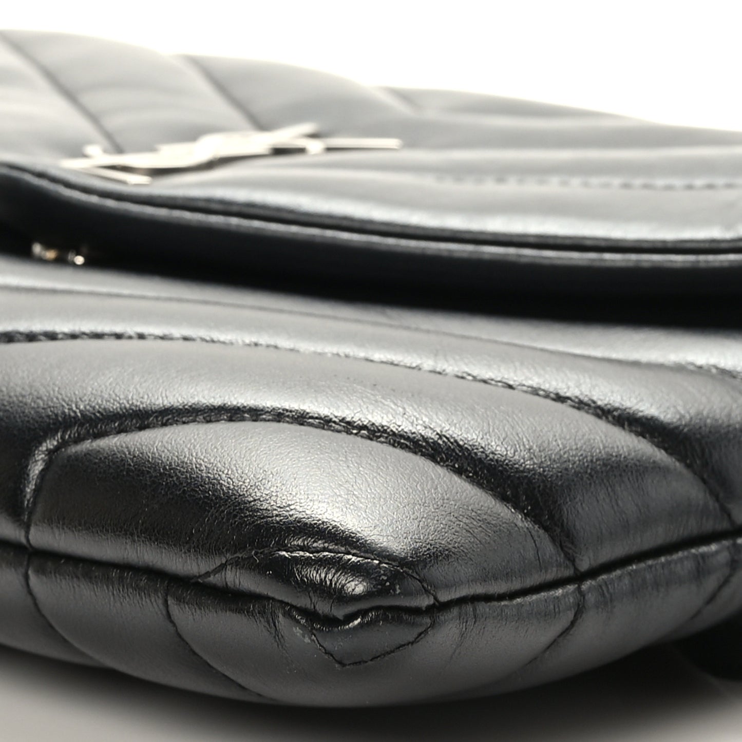 Calfskin Y Quilted Monogram Loulou Flap Bag Black