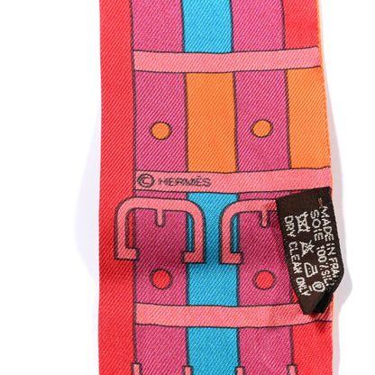 Hermes Silk Rocabar Twilly Orange Rouge Framboise 3 of 4