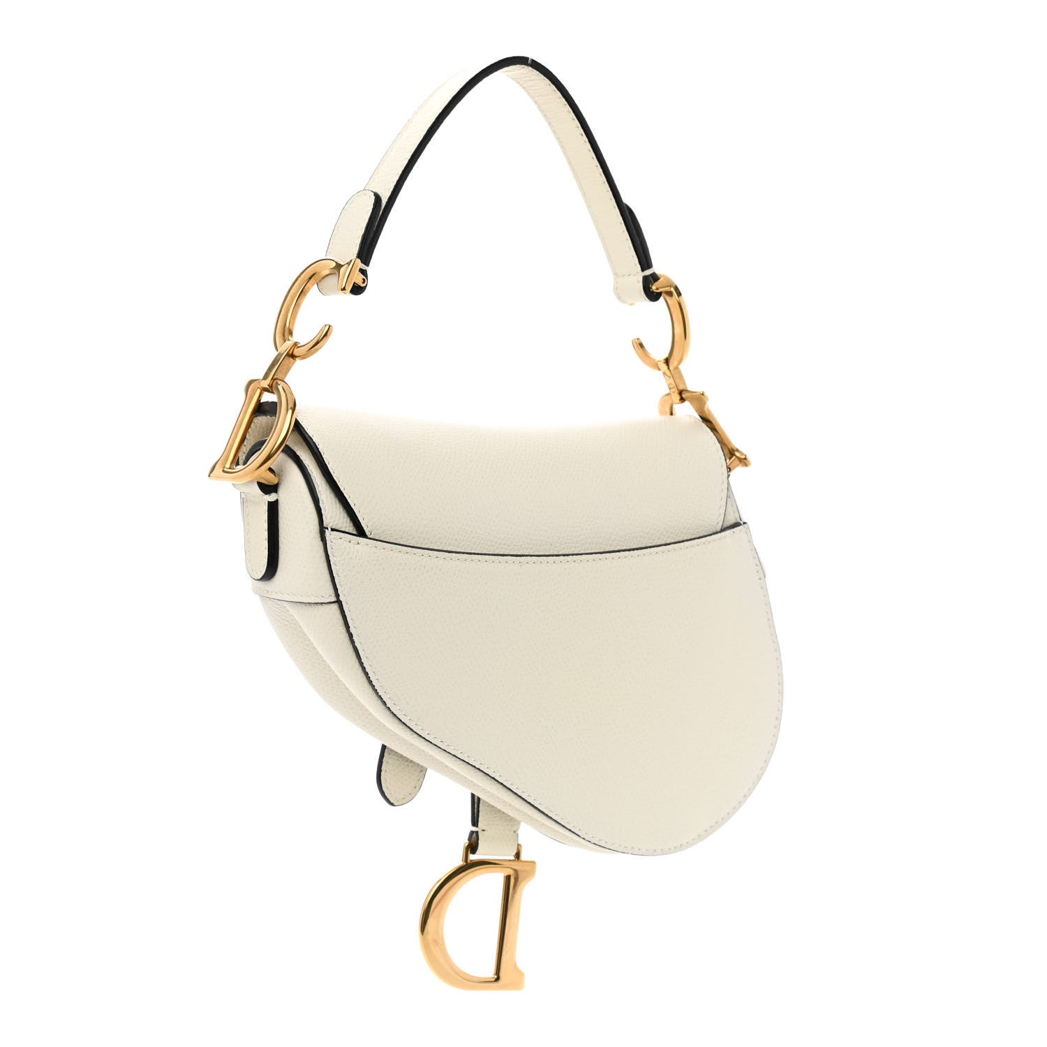 Christian Dior Grained Calfskin Mini Saddle Bag White 3 of 10