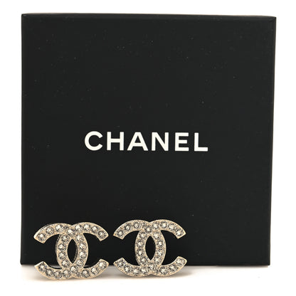 Chanel Crystal CC Earrings Silver 5 of 5