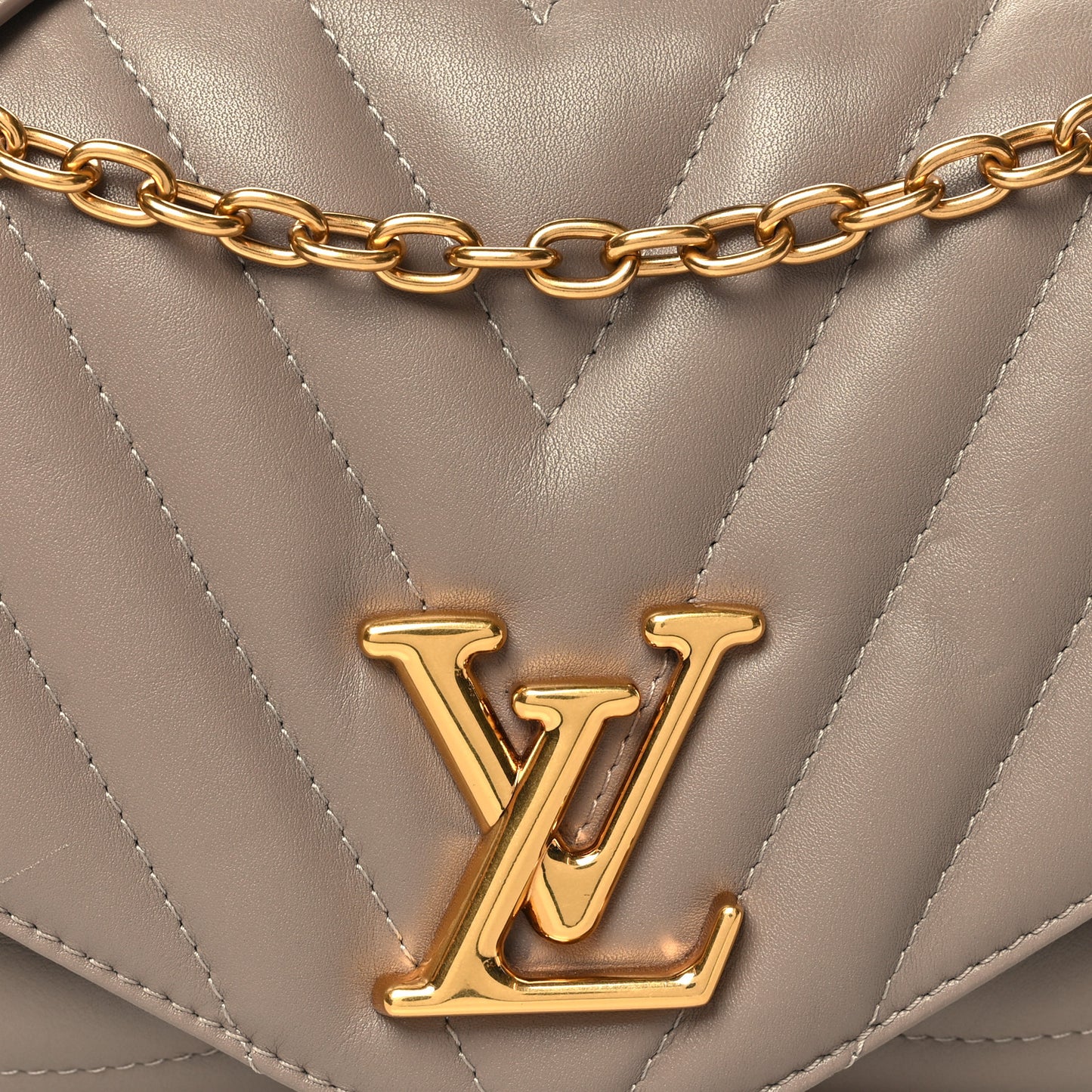 Calfskin LV New Wave Chain Bag Taupe