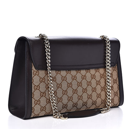 Gucci Monogram Margaux Calfskin Medium Emily Chain Shoulder Bag Beige Ebony Cocoa 3 of 13
