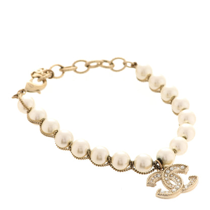 Chanel Pearl Crystal CC Bracelet Gold 1 of 6