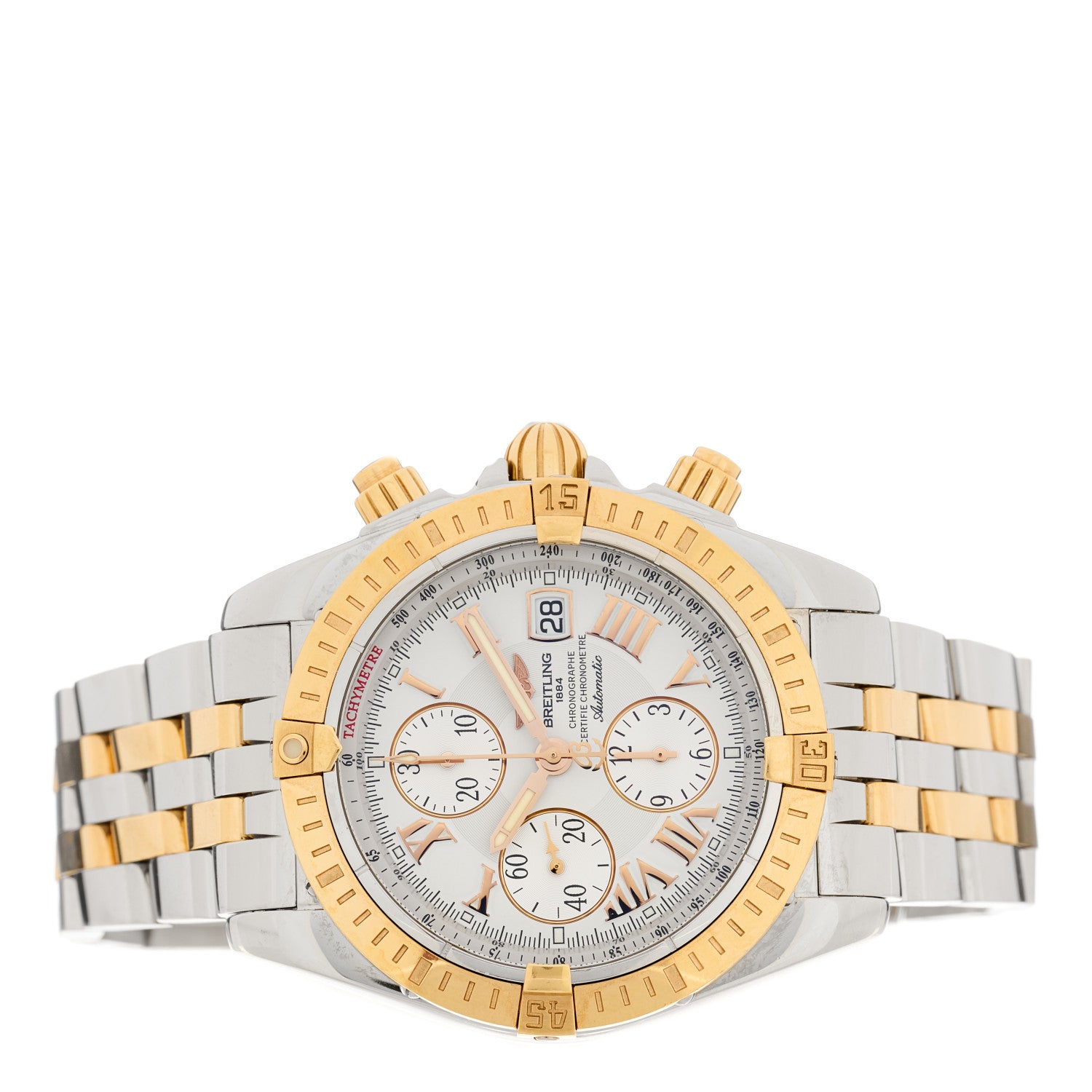 Breitling Stainless Steel 18K Yellow Gold 44mm Chronomat Evolution Automatic Watch White C13356 2 of 4