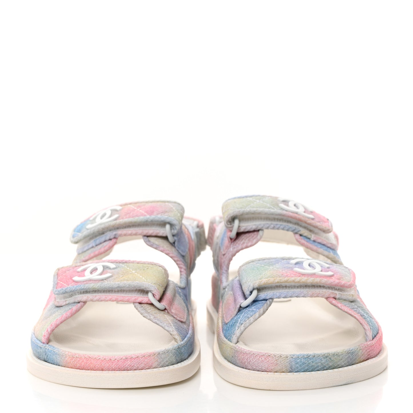 Printed Fabric Quilted Dad Sandals 36.5 Green Pink Blue