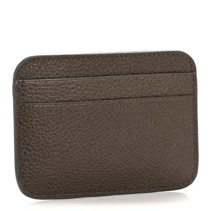 Balenciaga Metallized Grained Calfskin Logo Cash Rounded Card Holder Dark Bronze White 3 of 8