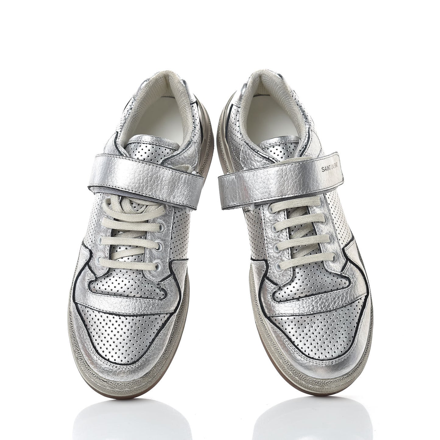 Calfskin Perforated Womens SL24 Sneakers 38 Argento