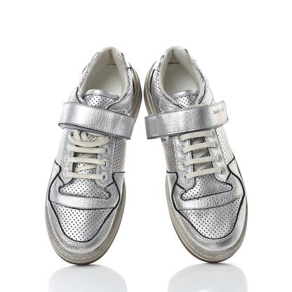 Saint Laurent Calfskin Perforated Womens SL24 Sneakers 38 Argento 5 of 11
