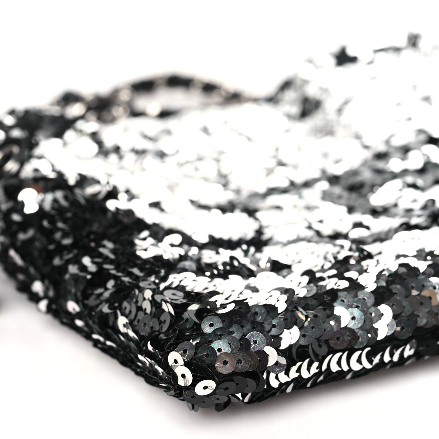 Sequin Summer Night Medium Drawstring Tote Black