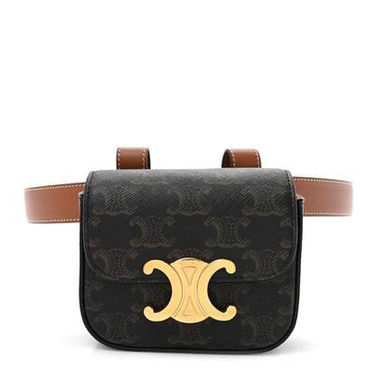 Celine Triomphe Mini Canvas Claude Belt Bag  80 32 Tan 1 of 12
