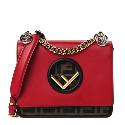 Fendi Vitello Century F is Fendi Bi-Color FF 1974 Embossed Small Kan I Shoulder Bag Fragola Maya Black 1 of 9