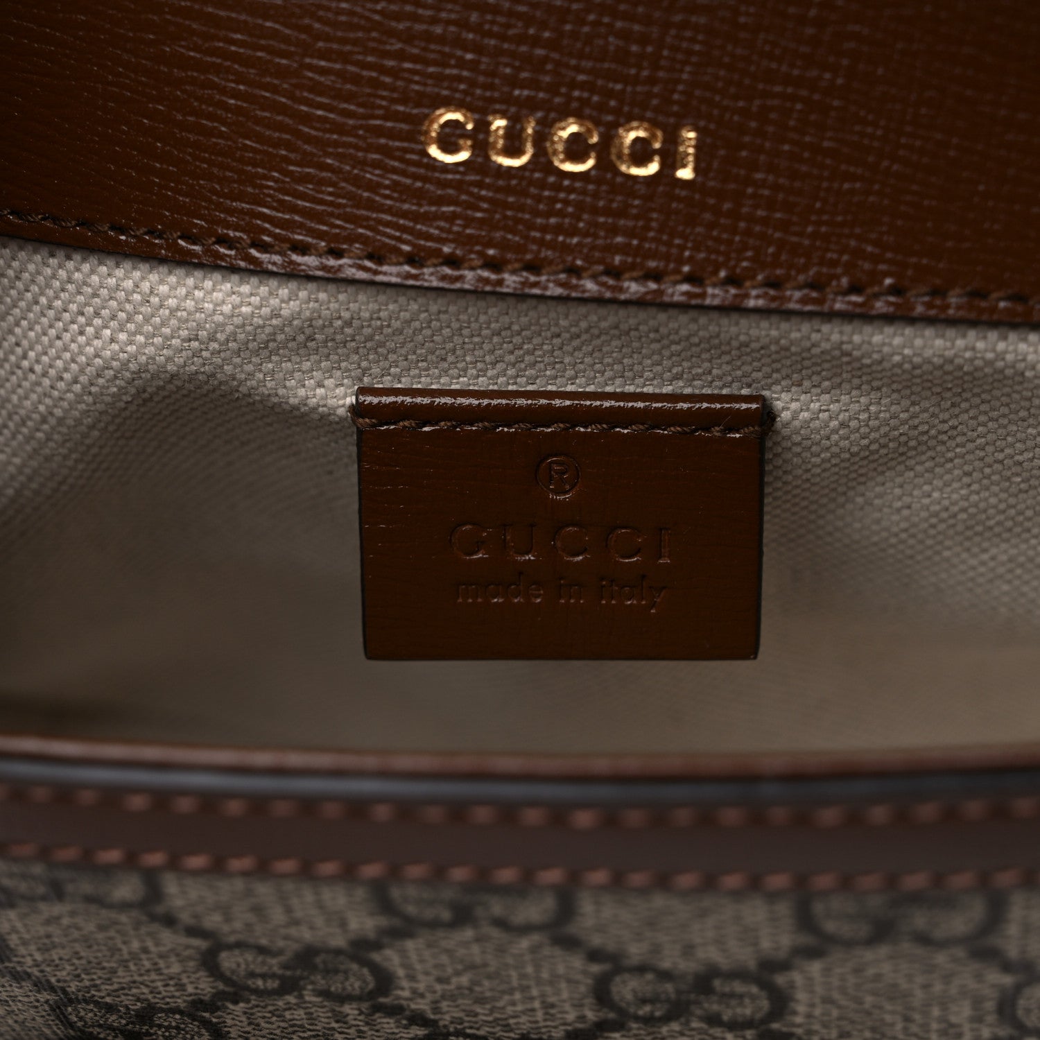 Gucci GG Supreme Monogram Web Mini Horsebit 1955 Shoulder Bag Beige Brown Sugar 6 of 9