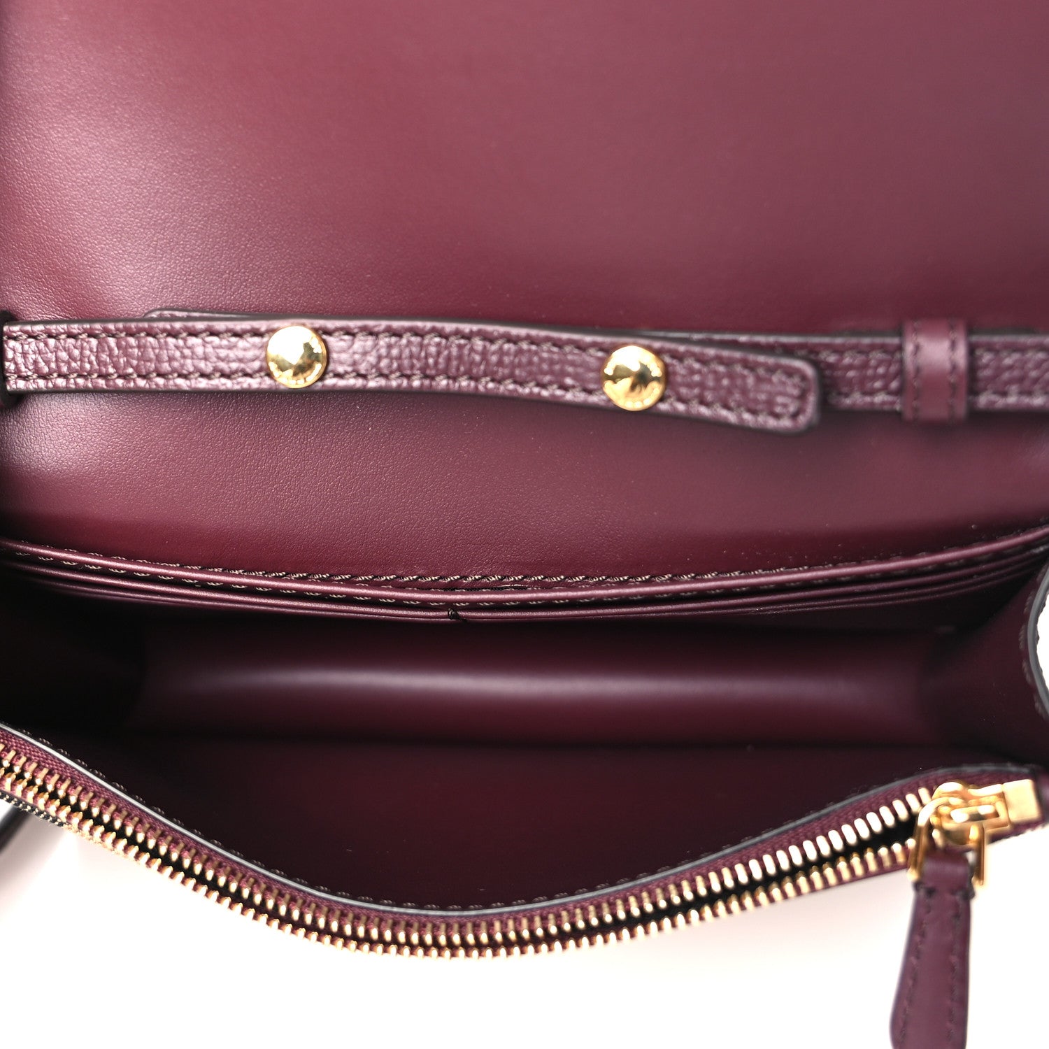 Burberry Grained Calfskin House Check Tartan Mix Hampshire Wallet On Chain Burgundy 5 of 8