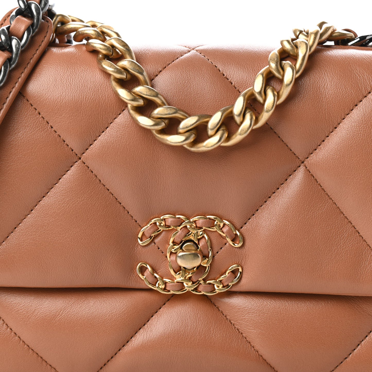 Lambskin Quilted Medium Chanel 19 Flap Brown