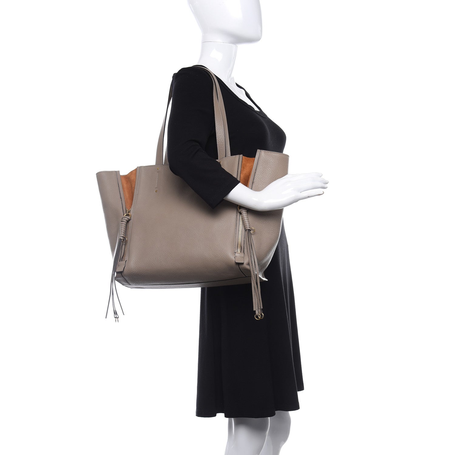 Chloe Smooth Calfskin Medium Milo Shopping Tote Motty Grey 2 of 9