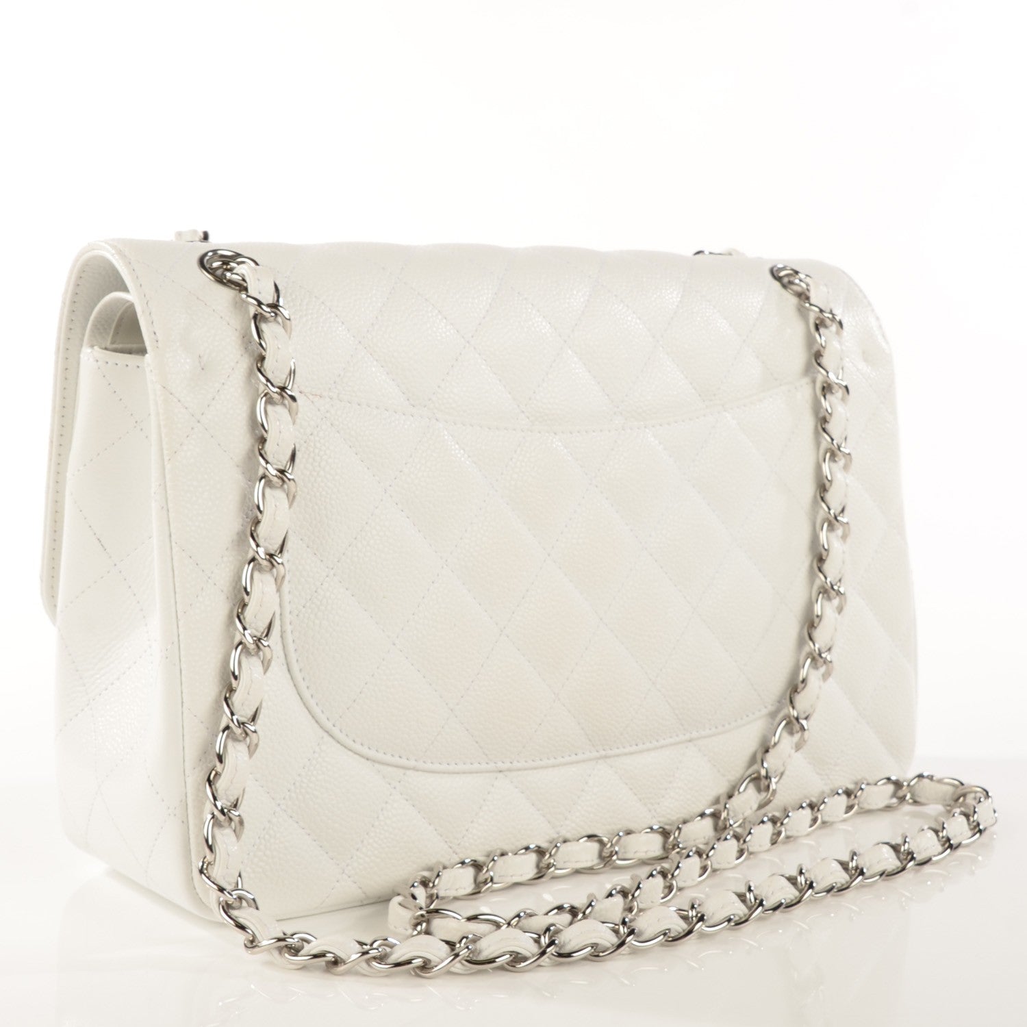 Chanel Caviar Quilted Jumbo Double Flap White 5 of 15