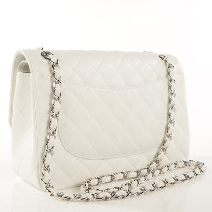 Chanel Caviar Quilted Jumbo Double Flap White 5 of 15