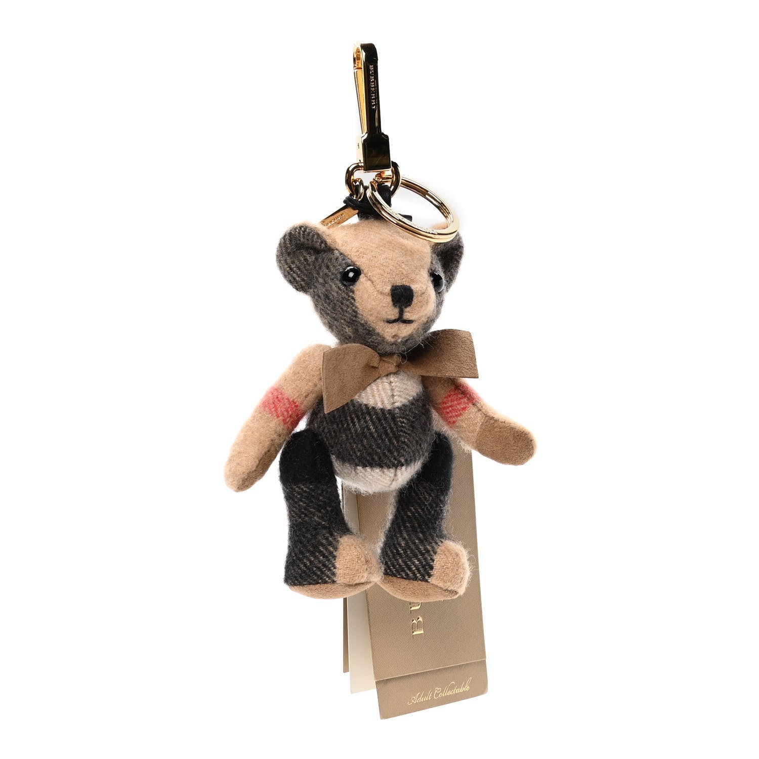 Burberry Cashmere Vintage Check Thomas Bear Bag Charm Camel 1 of 4