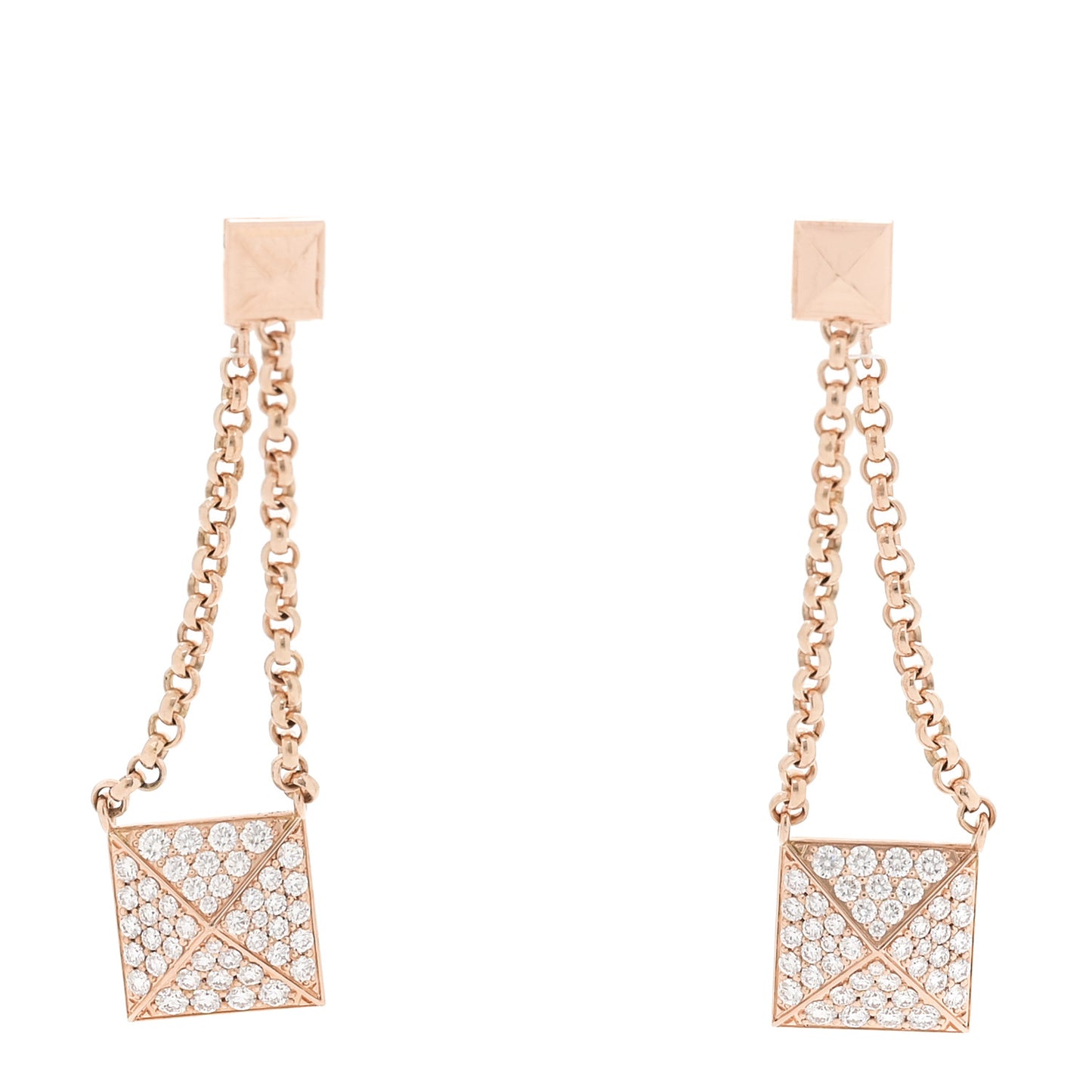 18K Rose Gold Diamond Clou d'H Dangle Earrings