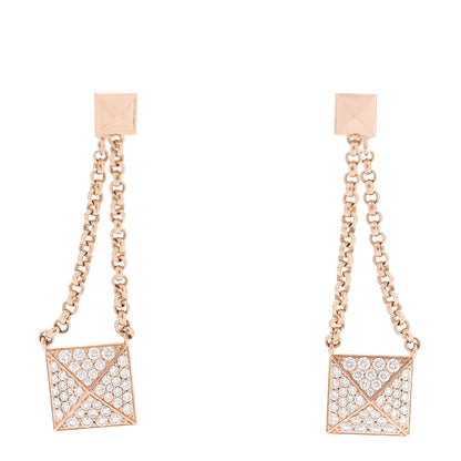 Hermes 18K Rose Gold Diamond Clou d'H Dangle Earrings 1 of 5