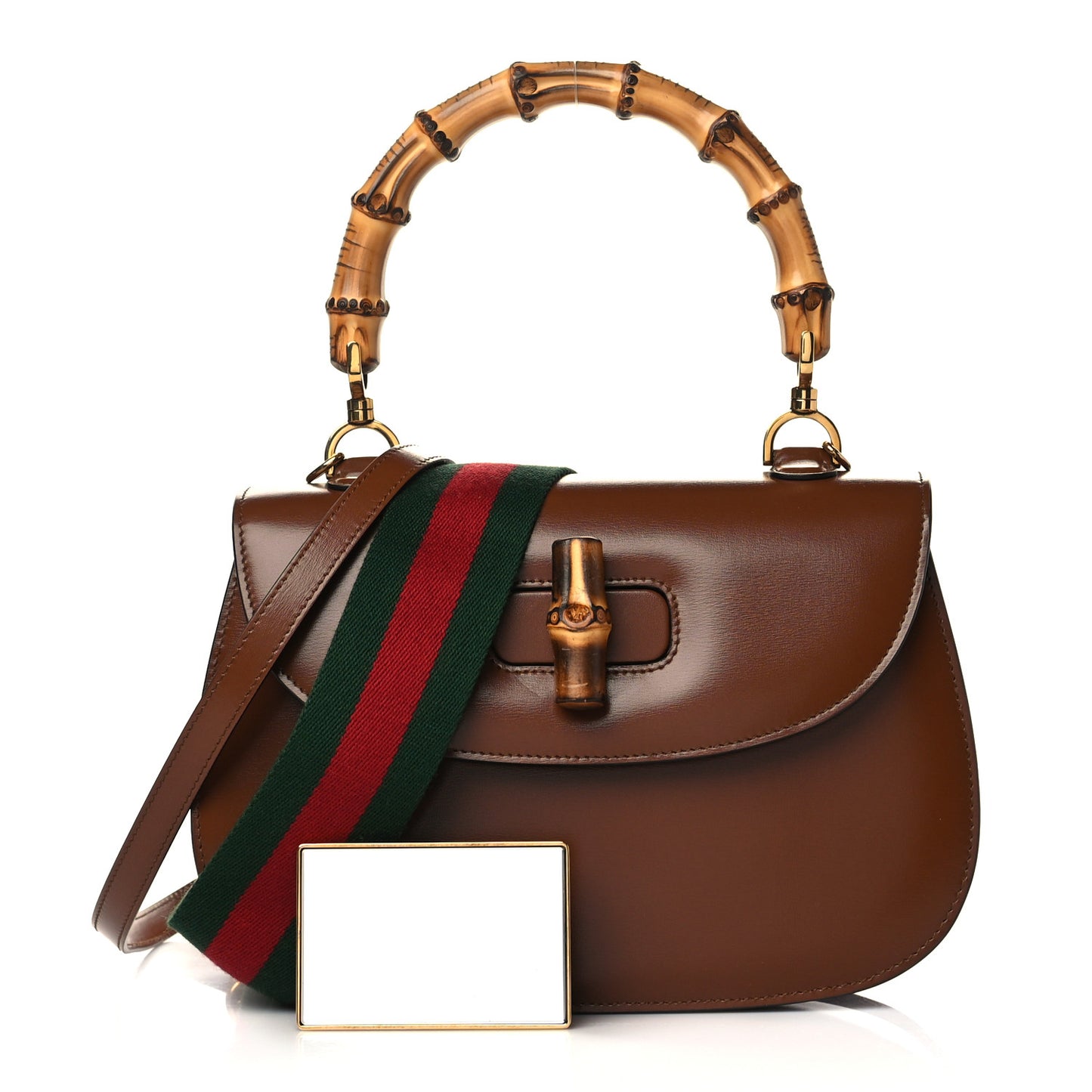 Boarded Dyana Lux Calfskin Web Medium Bamboo 1947 Top Handle Bag Brown