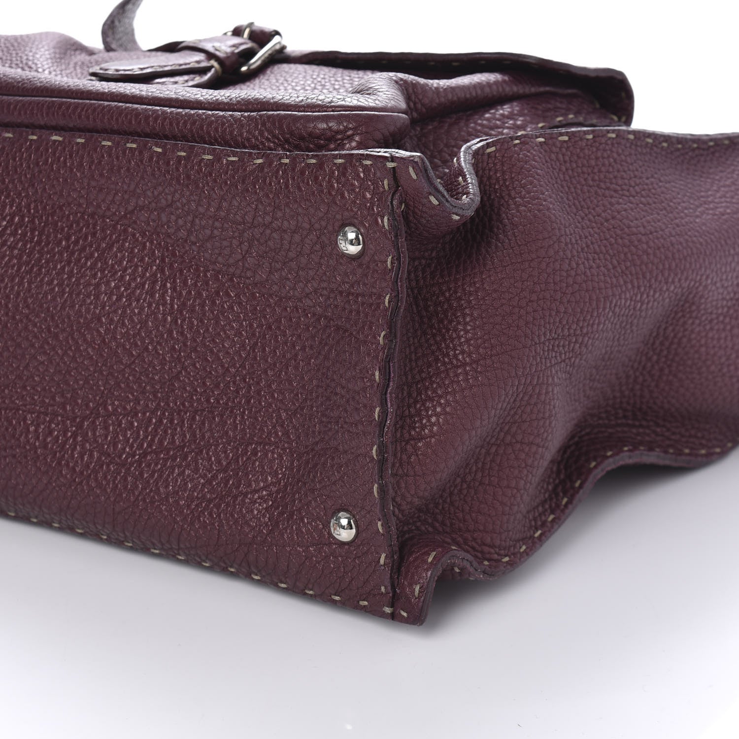 Fendi Calfskin Romano Selleria Pocket Tote Bordeaux 7 of 9