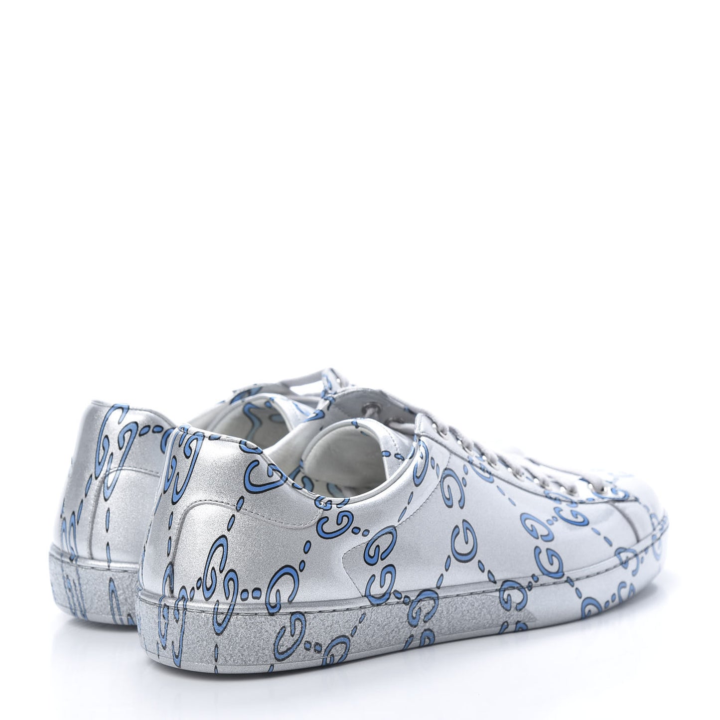 Miro Rubber Wax GucciGhost Print Mens New Ace Sneakers 9.5 Silver