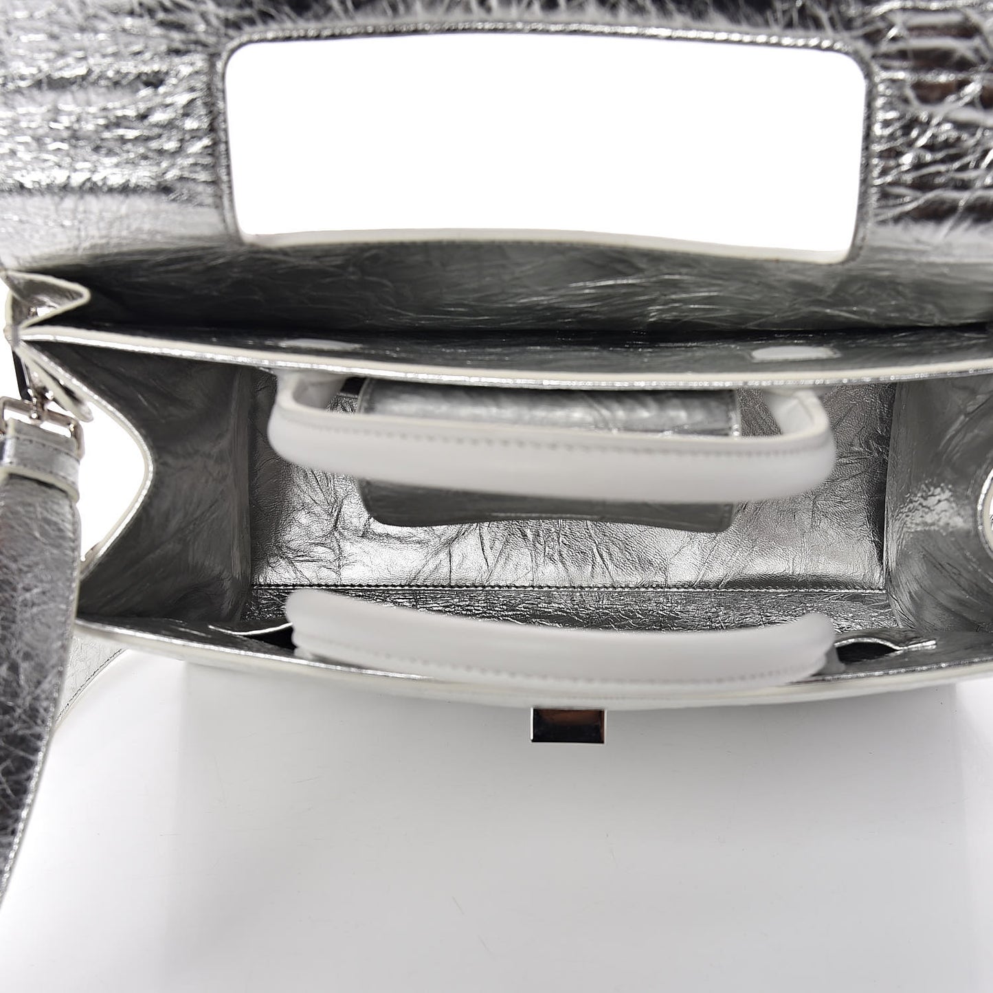 Metallic Calfskin Medium Diorever Flap Silver