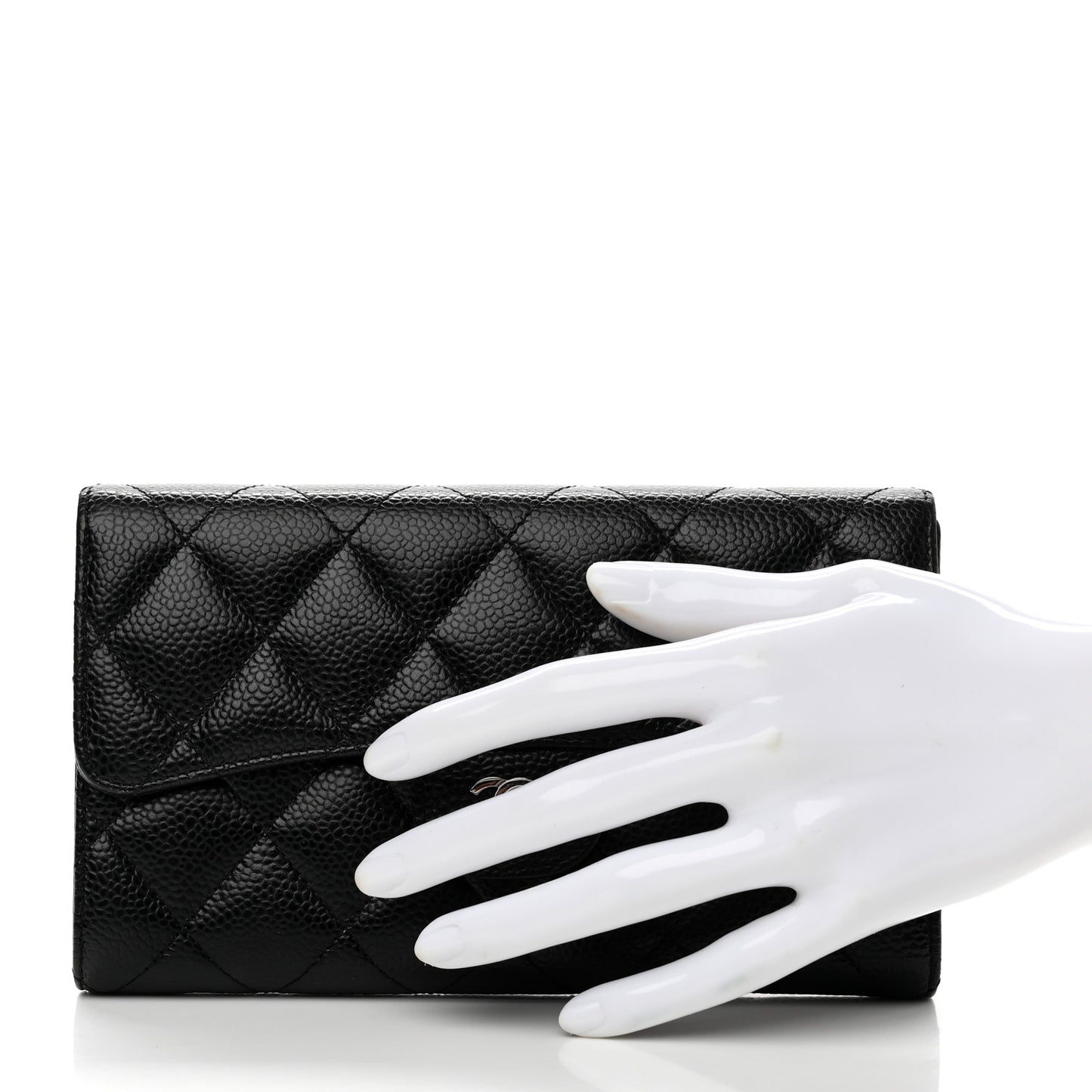 Caviar Quilted Large Flap Wallet Black