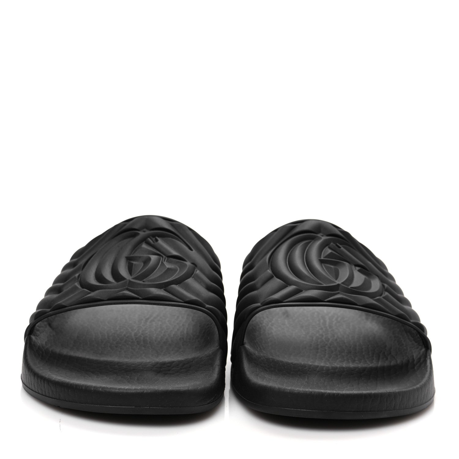 Gucci Rubber Matelasse Interlocking G Mens Slide Sandals 9 Black White 2 of 7