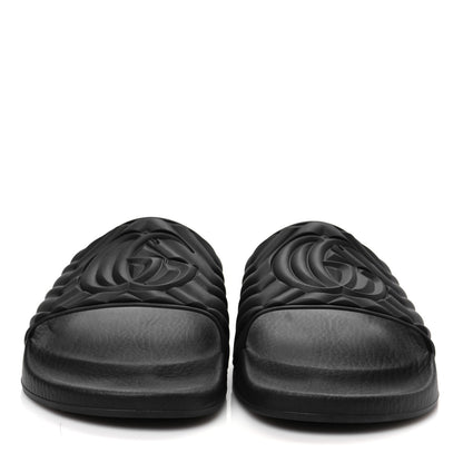 Gucci Rubber Matelasse Interlocking G Mens Slide Sandals 9 Black White 2 of 7
