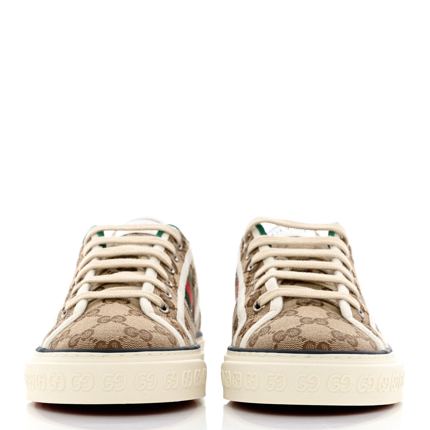 GG Monogram Web Womens 1977 Tennis Sneakers 39 Beige Ebony Mystic White