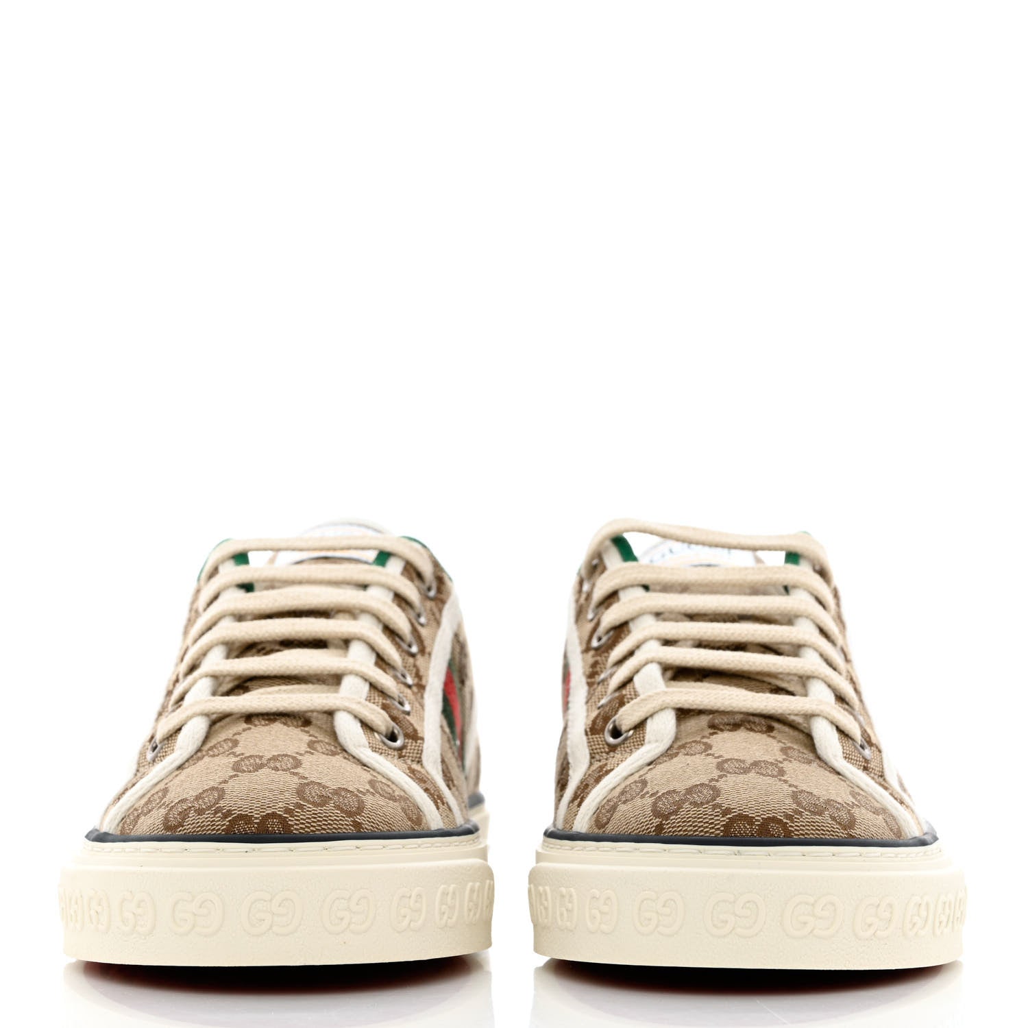 Gucci GG Monogram Web Womens 1977 Tennis Sneakers 39 Beige Ebony Mystic White 2 of 8