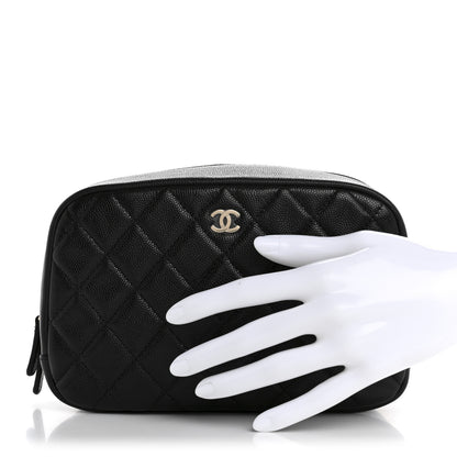 Chanel Caviar Quilted Curvy Pouch Cosmetic Case Black 2 of 8
