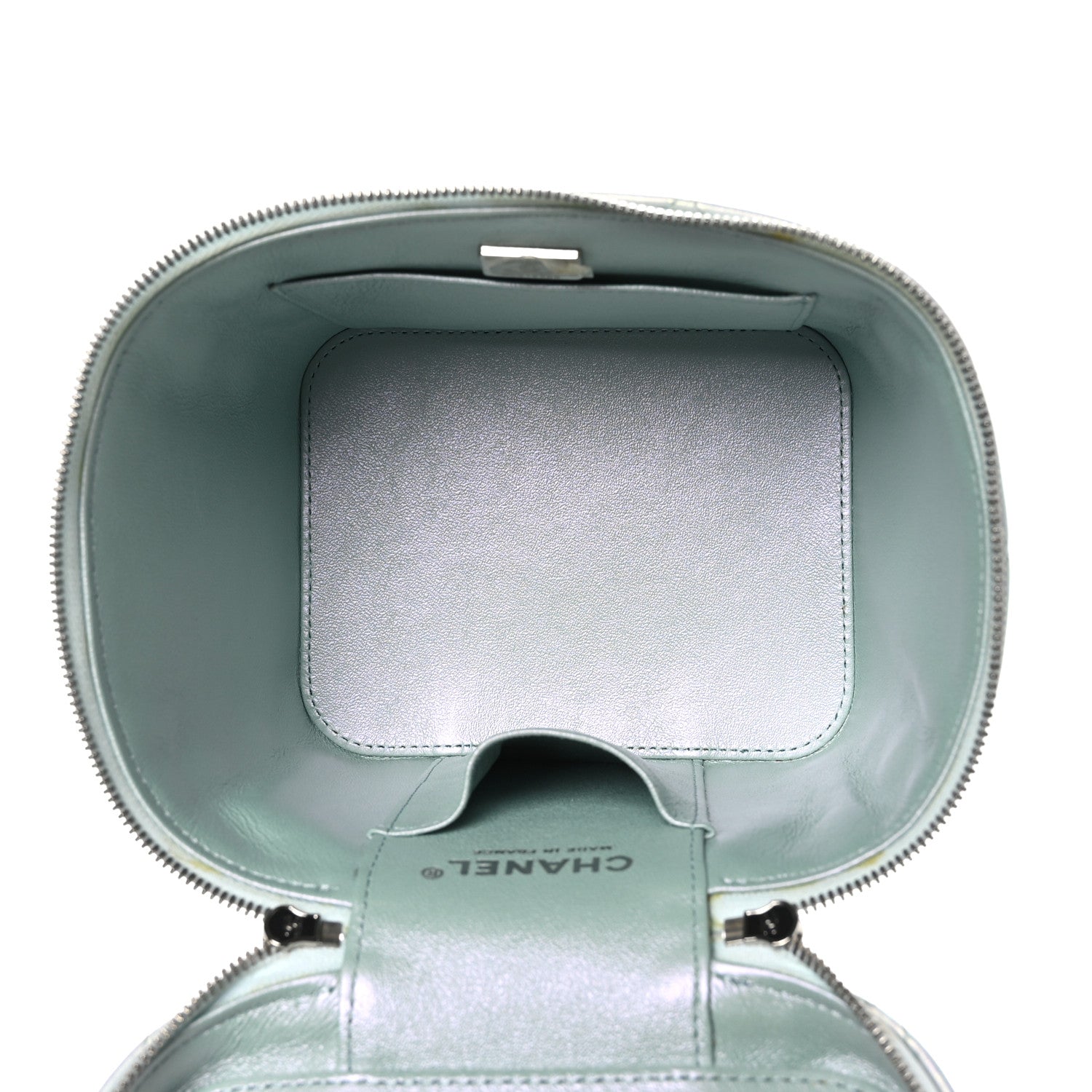 Chanel Iridescent Calfskin Quilted Small Top Handle Vanity Case With Chain Blue 6 of 12