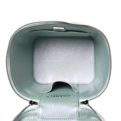Chanel Iridescent Calfskin Quilted Small Top Handle Vanity Case With Chain Blue 6 of 12