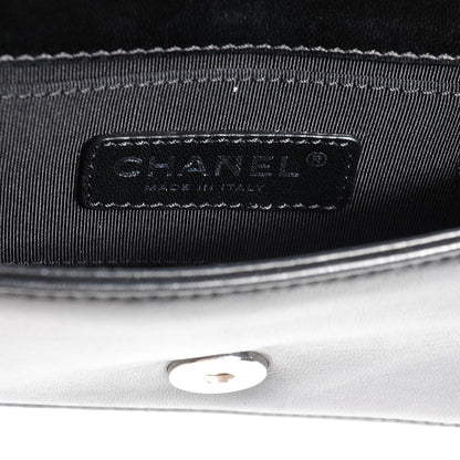 Chanel Plexiglass Patent Mini Striped Boy Brick Flap Black White 5 of 7