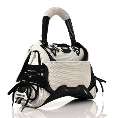 Balenciaga Faux Calfskin Fabric Small Sneakerhead Top Handle Bag Black White 3 of 11