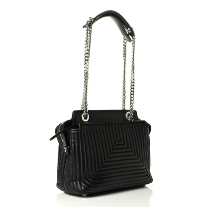 Fendi Shiny Nappa Trapuntata Small DotCom Click Chain Satchel Black 2 of 8