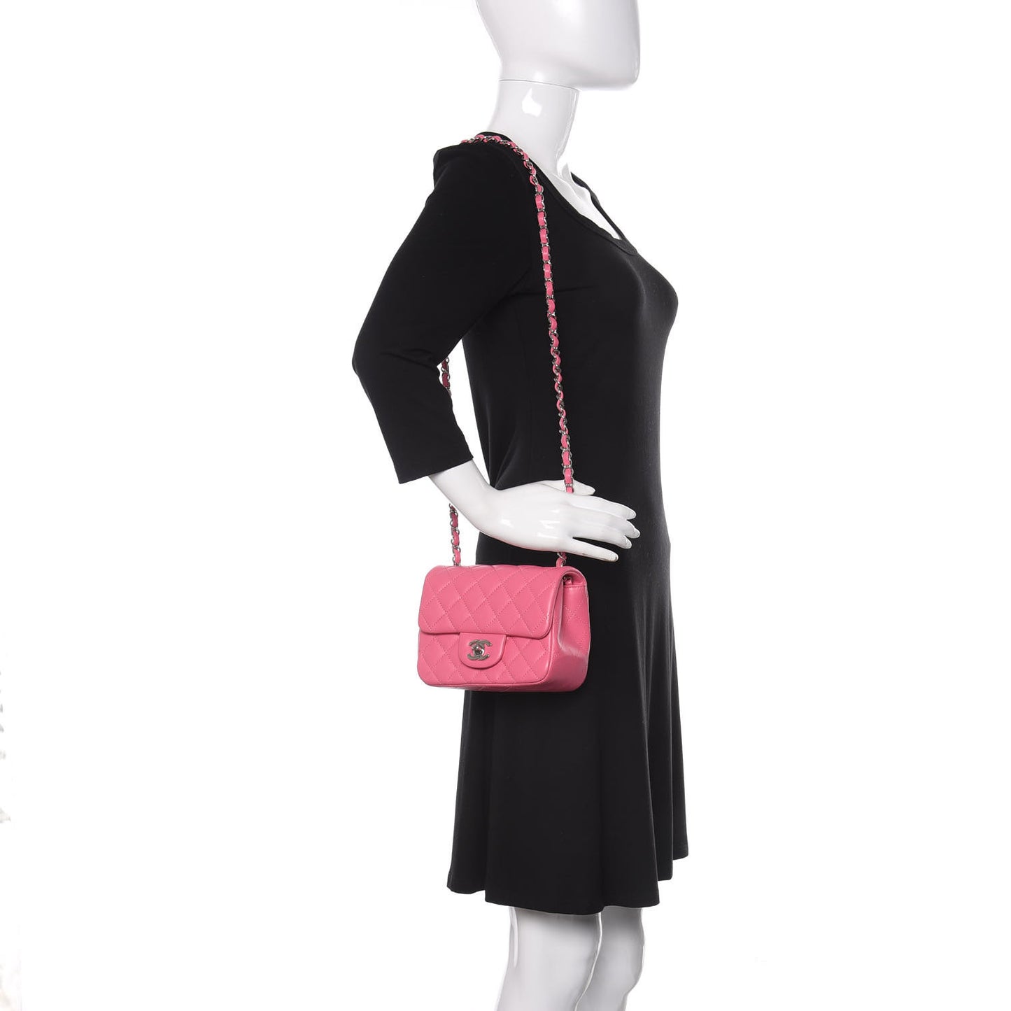 Lambskin Quilted Mini Square Flap Pink