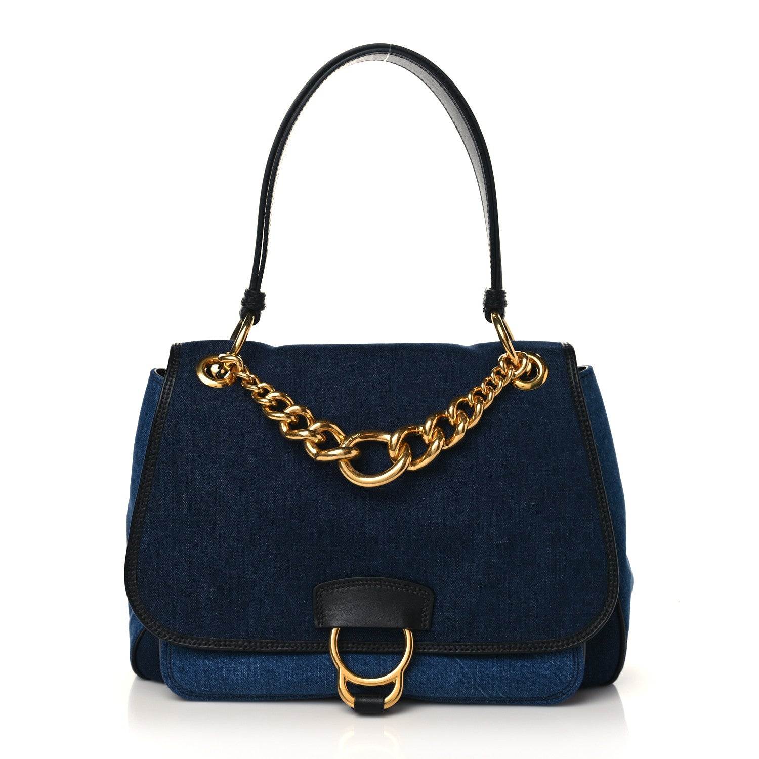 Miu Miu Denim Dahlia Chain Top Handle Bag Blue 1 of 5