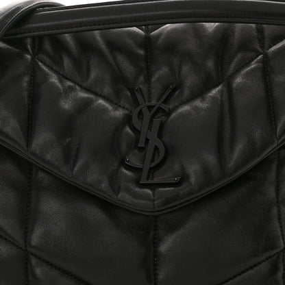 Saint Laurent Lambskin Quilted Monogram Monochrome Medium Loulou Puffer Chain Satchel Black 8 of 11